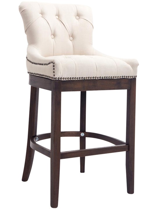 Banco de bar em tecido Lakewood, antigo, creme