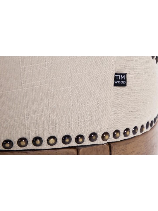 Banco de bar em tecido Lakewood, antigo, creme