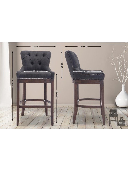 Banco de bar em tecido Lakewood, antigo, cinza escuro Banco de bar em tecido Lakewood, antigo, cinza escuro