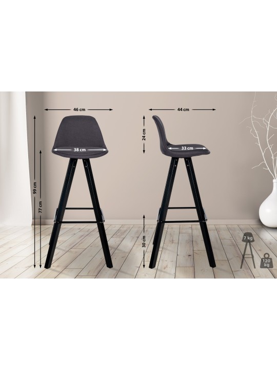 Banqueta alta tecido Corbin Square, cinza escuro