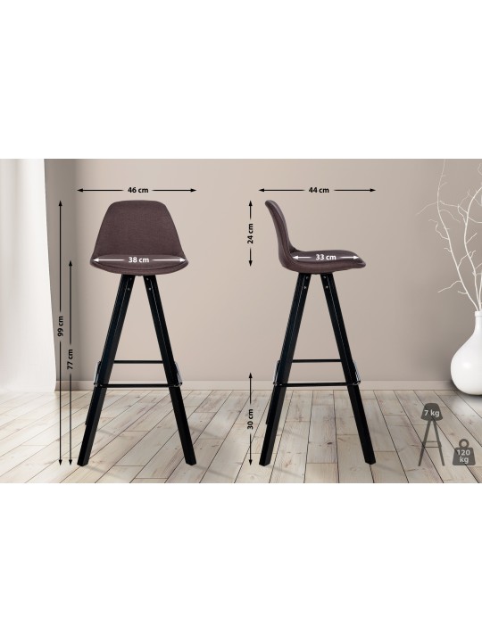 Banqueta alta tecido Corbin Square, castanho