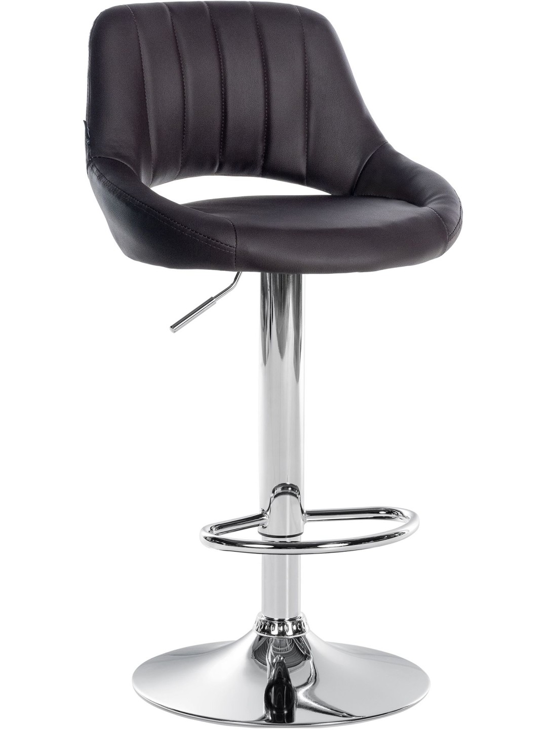 Banqueta alta Milet couro sintético cromado, castanho