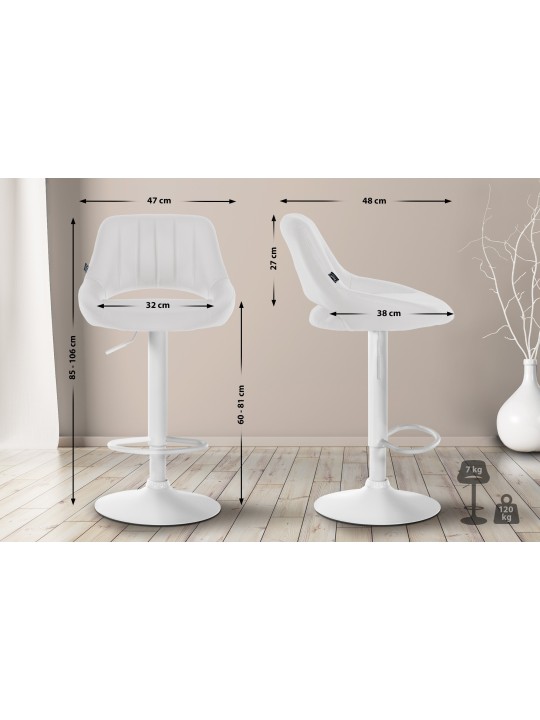 Banqueta alta Milet couro sintético, branco
