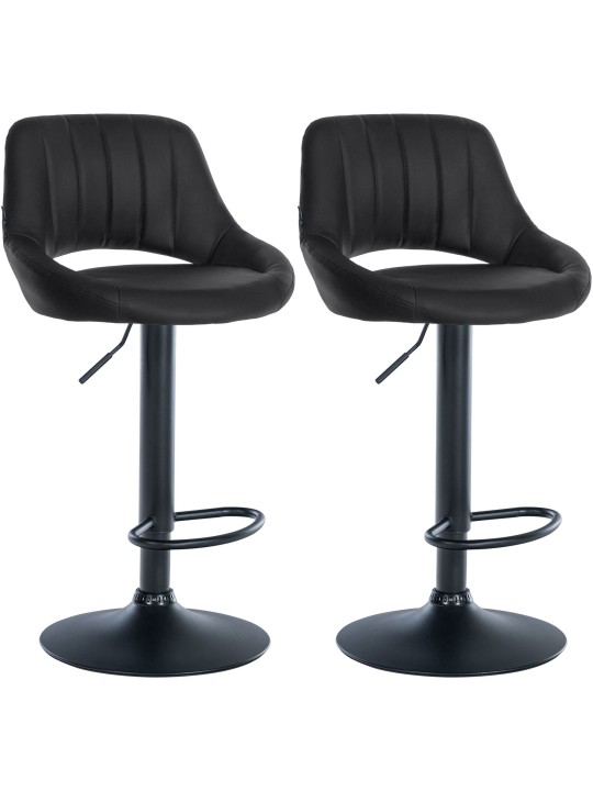 Conjunto de 2 bancos altos Milet pele sintética B, preto