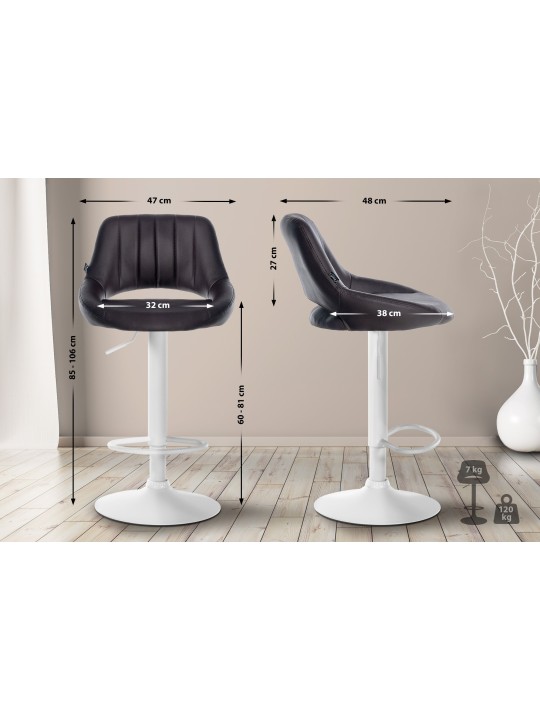 Conjunto de 2 bancos altos Milet em pele sintética W, castanho