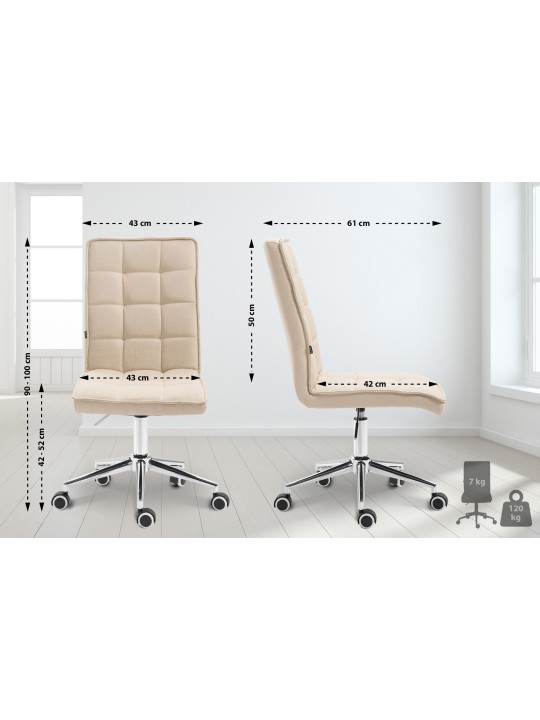 Banqueta de trabalho em tecido Peking V2, creme