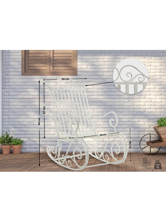 Cadeira de balanço Smilla, branco antigo Cadeira de balanço Smilla, branco antigo