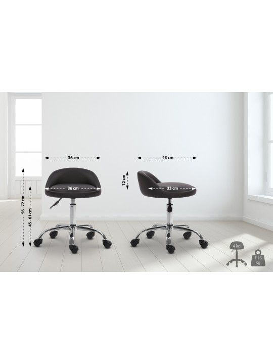 Banqueta de trabalho Teramo couro sintético, preto