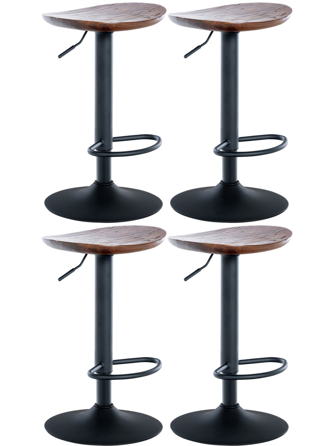 Conjunto de 4 bancos altos Skelde, nogueira