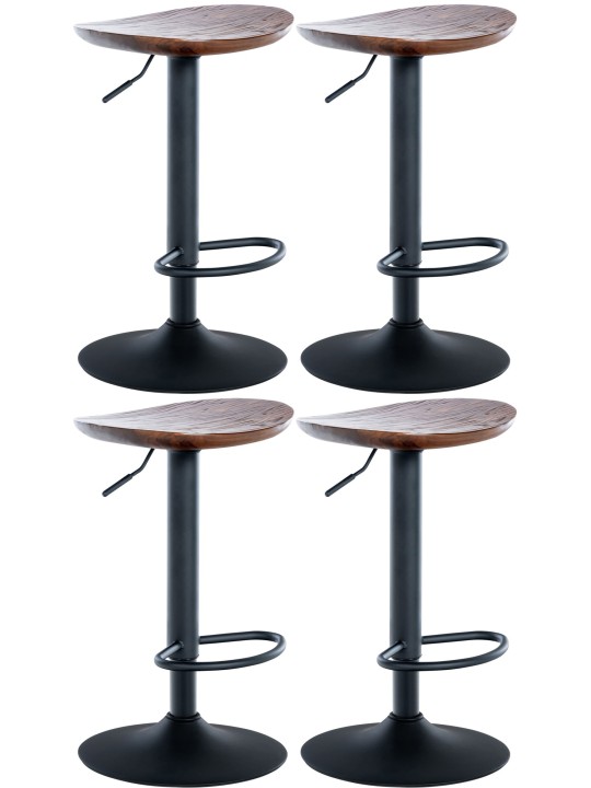 Conjunto de 4 bancos altos Skelde, nogueira Conjunto de 4 bancos altos Skelde, nogueira