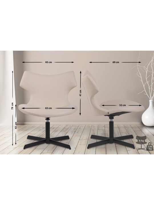 Espreguiçadeira Welland couro sintético, creme Espreguiçadeira Welland couro sintético, creme