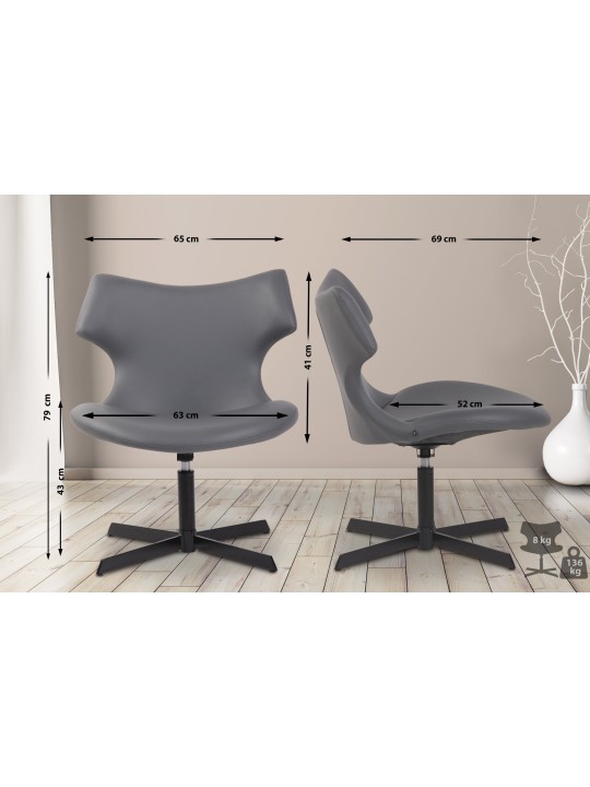 Espreguiçadeira Welland couro sintético, cinza