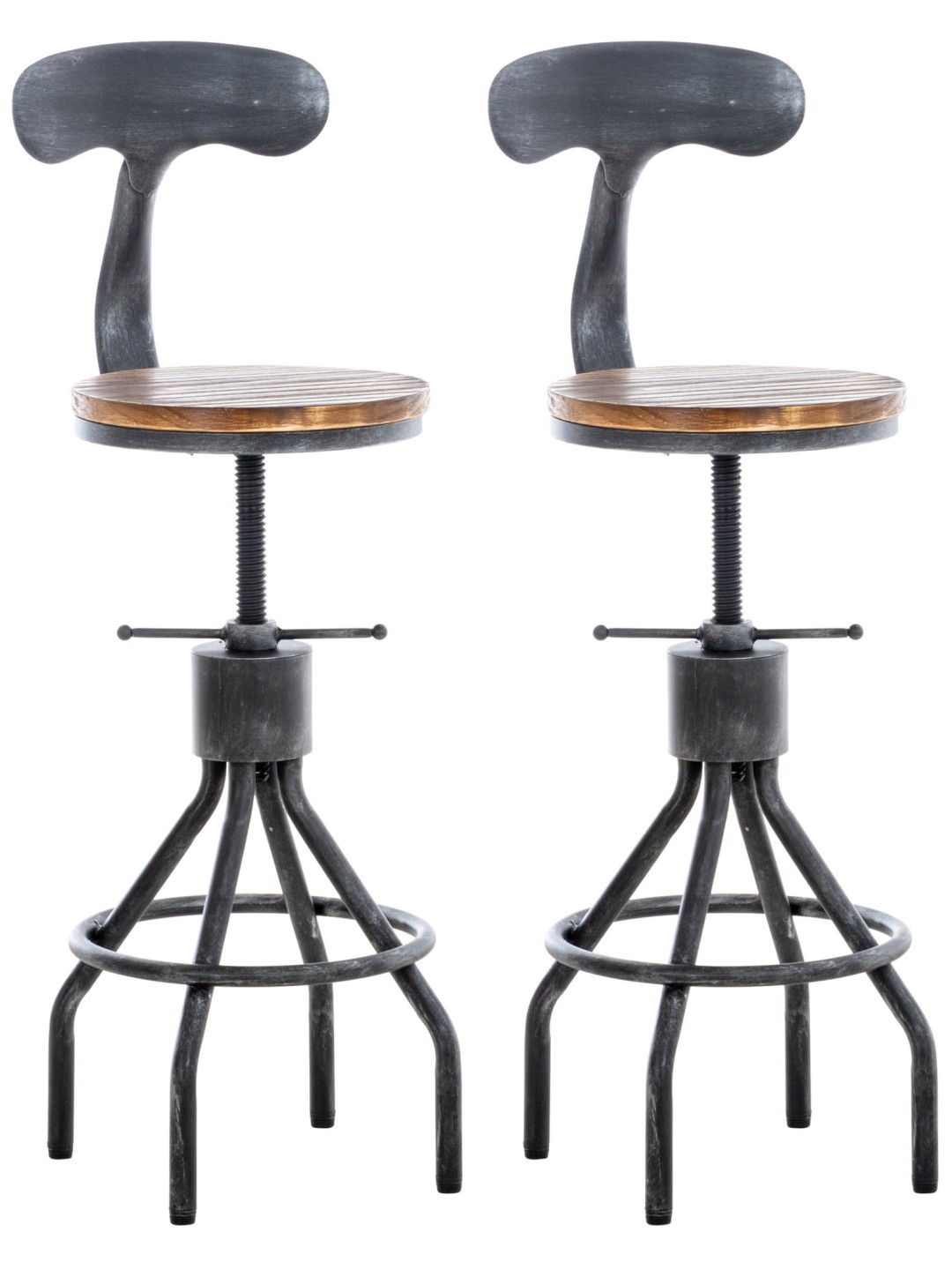 Conjunto de 2 bancos altos Hanam, prata antiga