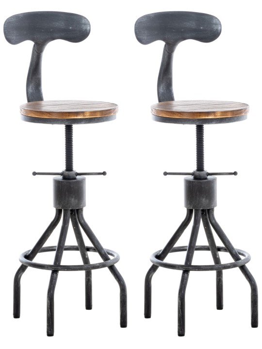 Conjunto de 2 bancos altos Hanam, prata antiga