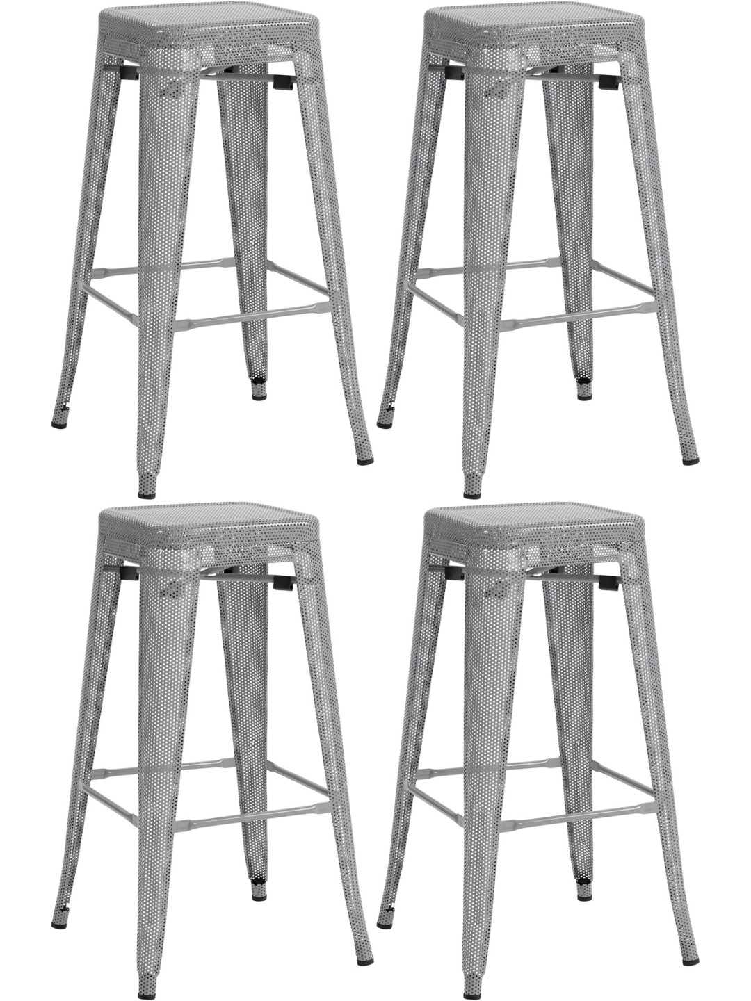 Conjunto de 4 bancos altos Fletcher, prata