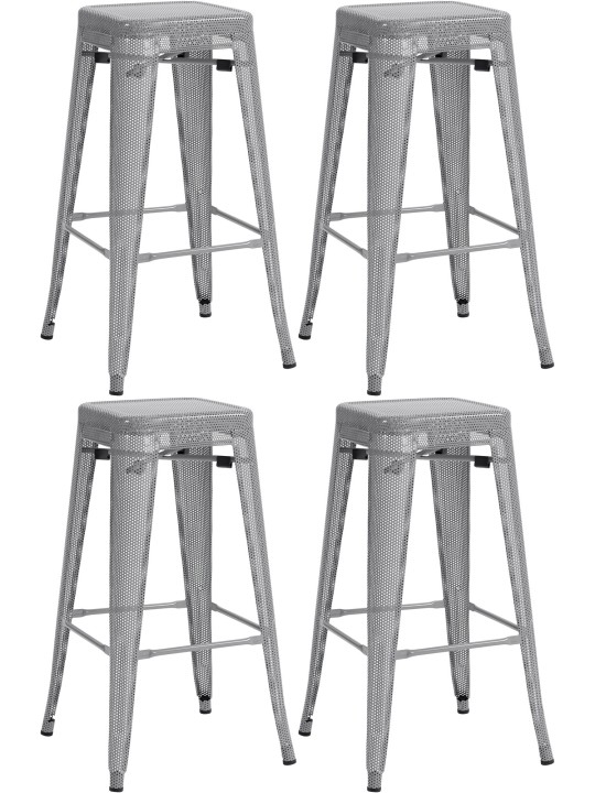 Conjunto de 4 bancos altos Fletcher, prata