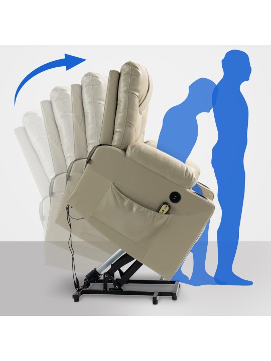 Poltrona Andover em couro sintético, creme