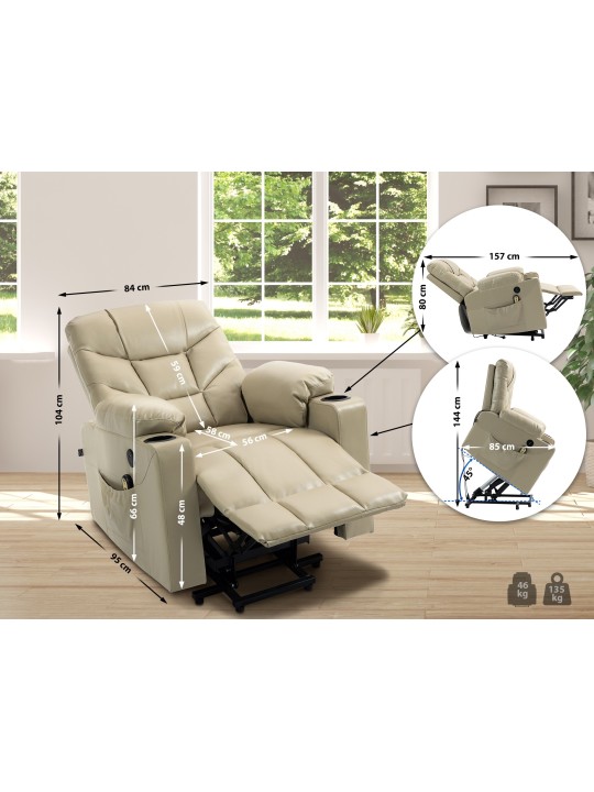 Poltrona Andover em couro sintético, creme