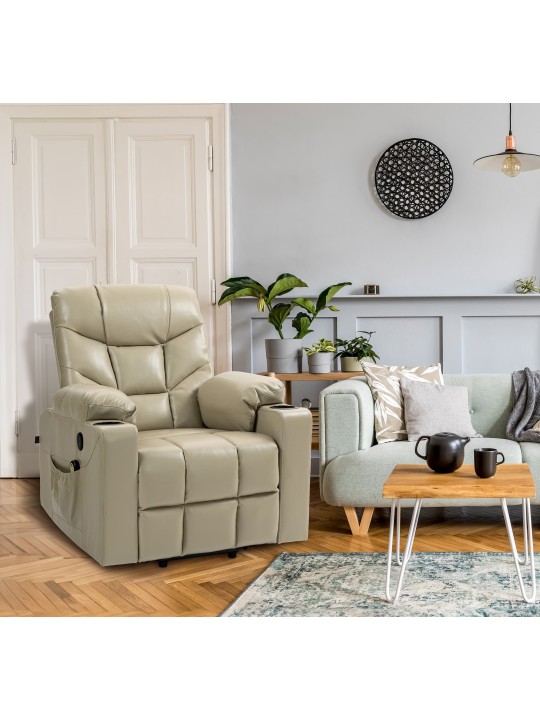 Poltrona Andover em couro sintético, creme