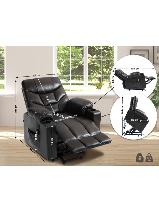 Poltrona Andover em couro sintético, castanho