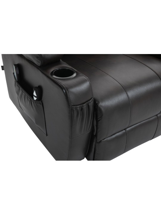 Poltrona Hepler com função de massagem em couro sintético, castanho