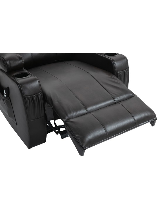 Poltrona Hepler com função de massagem em couro sintético, castanho