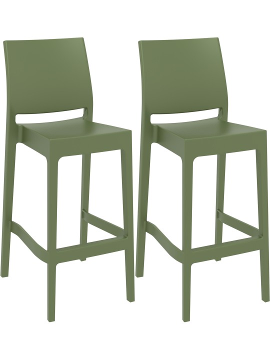 Conjunto de 2 bancos altos Maya, oliva Conjunto de 2 bancos altos Maya, oliva