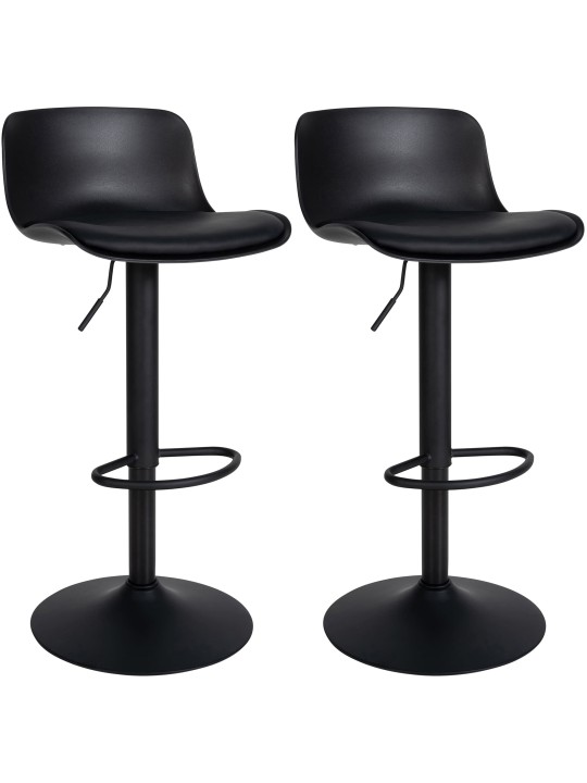 Conjunto de 2 bancos altos em pele sintética Almada, preto Conjunto de 2 bancos altos em pele sintética Almada, preto