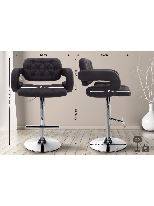 Banqueta alta Dublin FABRIC C, preto