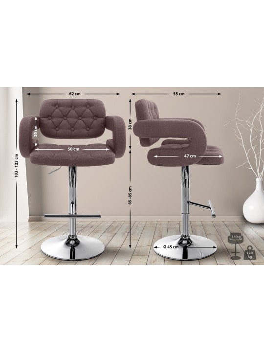 Banqueta alta Dublin FABRIC C, castanho