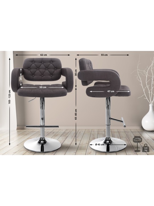 Banqueta alta Dublin FABRIC C, cinza escuro