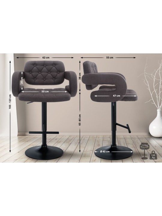 Banqueta alta Dublin TECIDO, cinza escuro