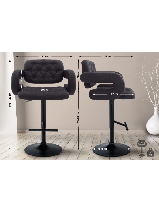 Banqueta alta Dublin TECIDO, preto