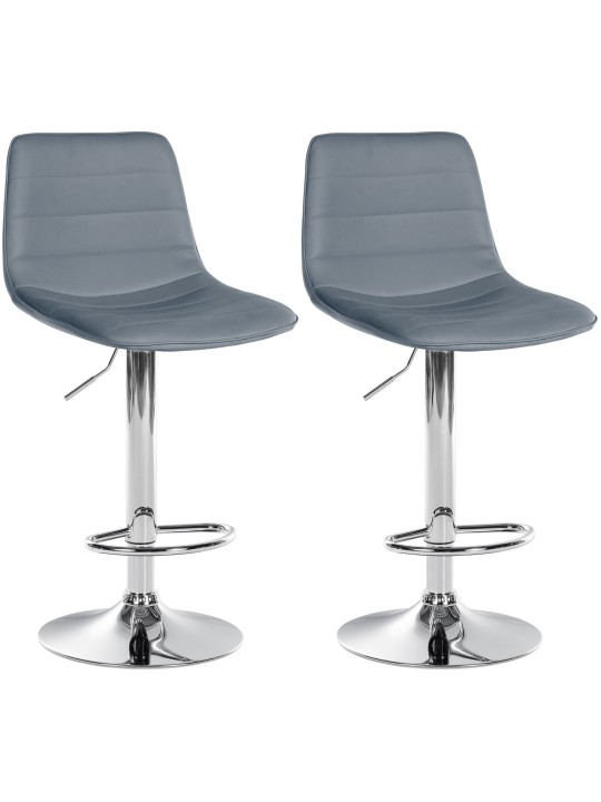 Conjunto de 2 bancos altos Lex couro sintético C, cinza Conjunto de 2 bancos altos Lex couro sintético C, cinza