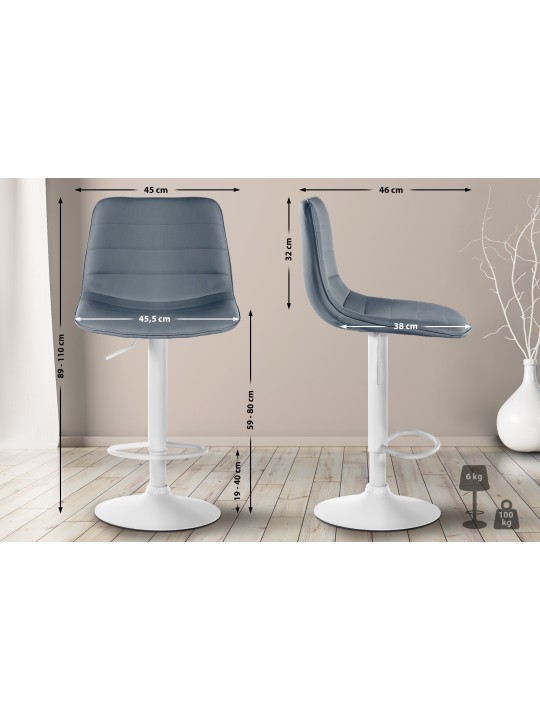 Conjunto de 2 bancos altos Lex couro sintético W, cinza Conjunto de 2 bancos altos Lex couro sintético W, cinza