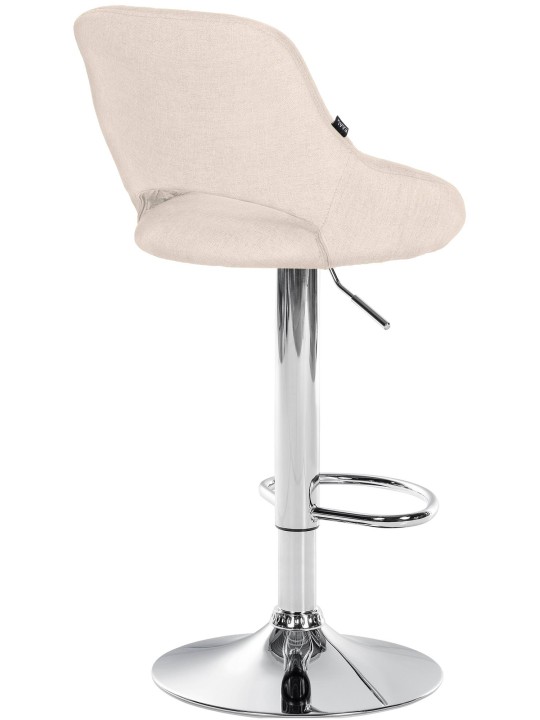 Banqueta alta Milet tecido cromado, creme