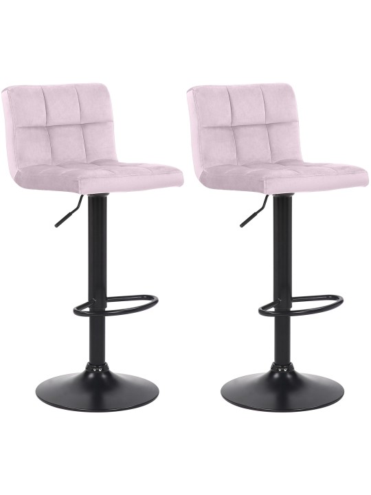 Conjunto de 2 bancos altos Feni veludo, rosa