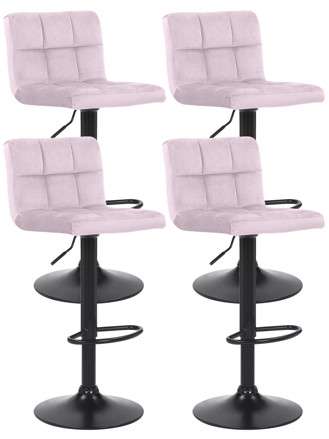 Conjunto de 4 bancos altos Feni veludo, rosa