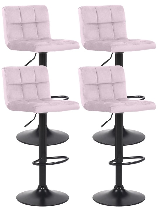 Conjunto de 4 bancos altos Feni veludo, rosa