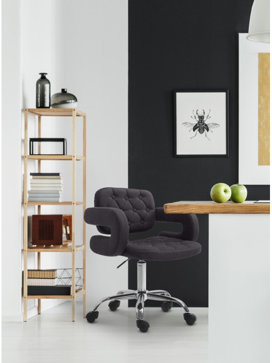 Banqueta de trabalho em tecido Dublin, preto