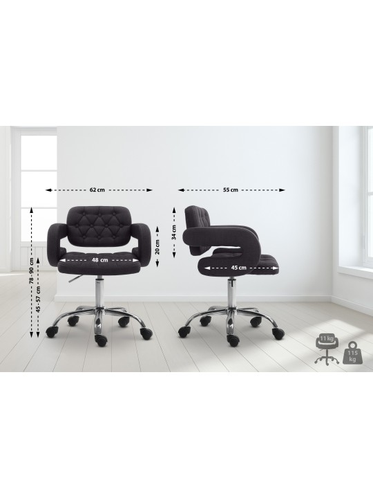 Banqueta de trabalho em tecido Dublin, preto