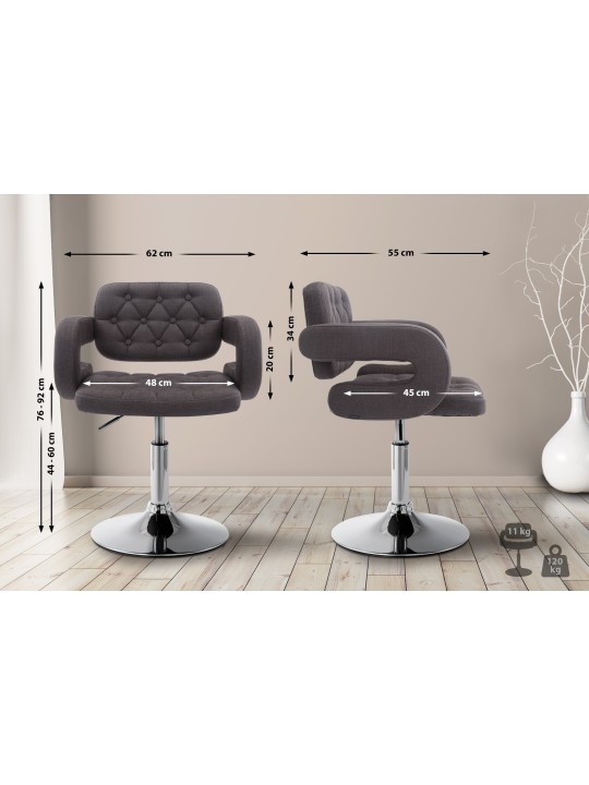 Espreguiçadeira tecido Dublin, cinza escuro