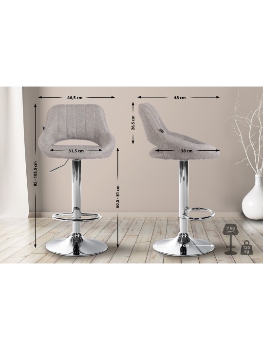Conjunto de 2 bancos altos tecido Milet C, cinza