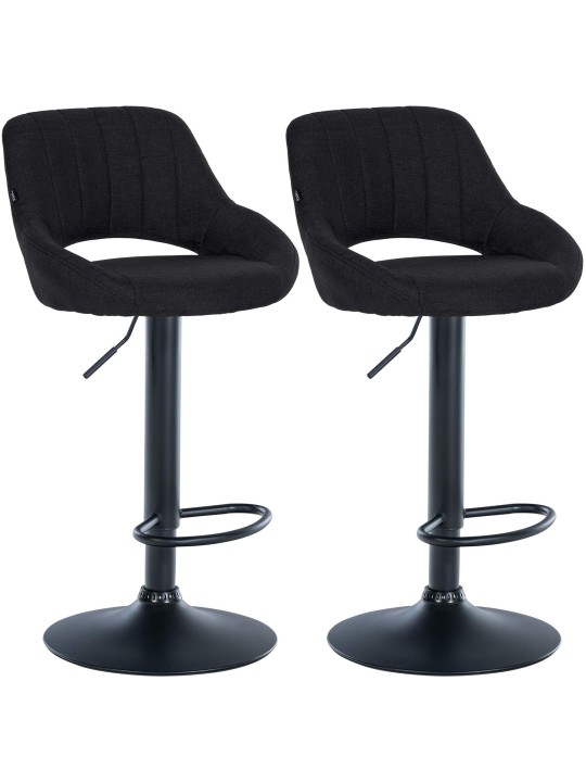 Conjunto de 2 bancos altos tecido Milet B, preto