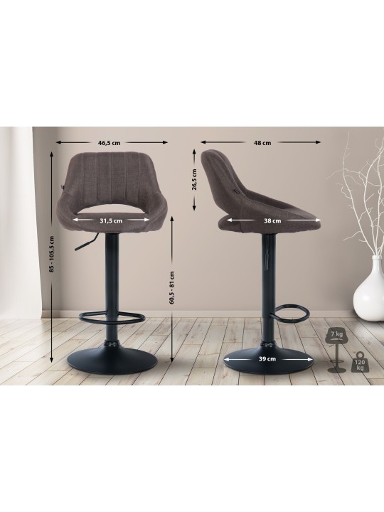 Conjunto de 2 bancos altos tecido Milet B, cinza escuro