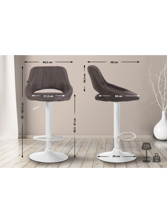 Conjunto de 2 bancos altos tecido Milet W, cinza escuro