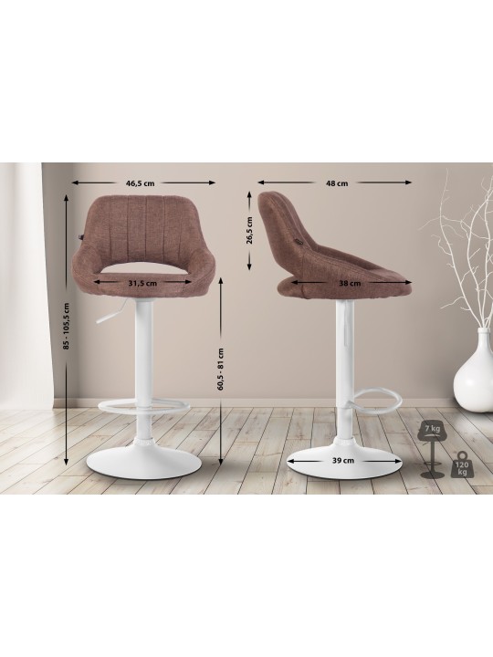 Conjunto de 2 bancos altos tecido Milet W, castanho