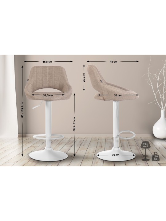 Conjunto de 2 bancos altos tecido Milet W, taupe