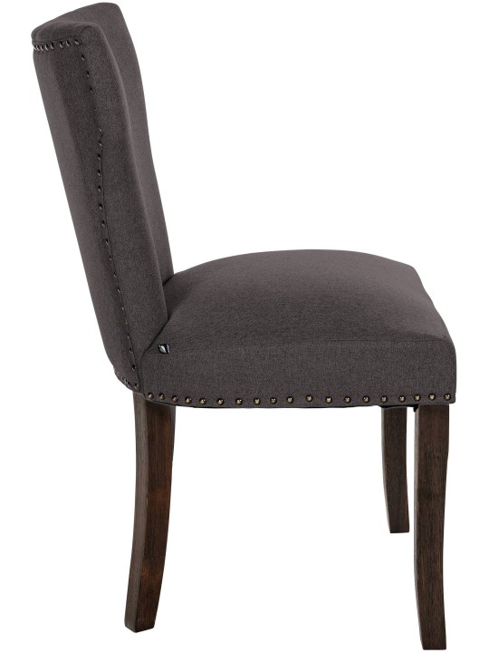 Conjunto de 2 cadeiras para sala de jantar tecido Zadar antigo escuro, cinza escuro