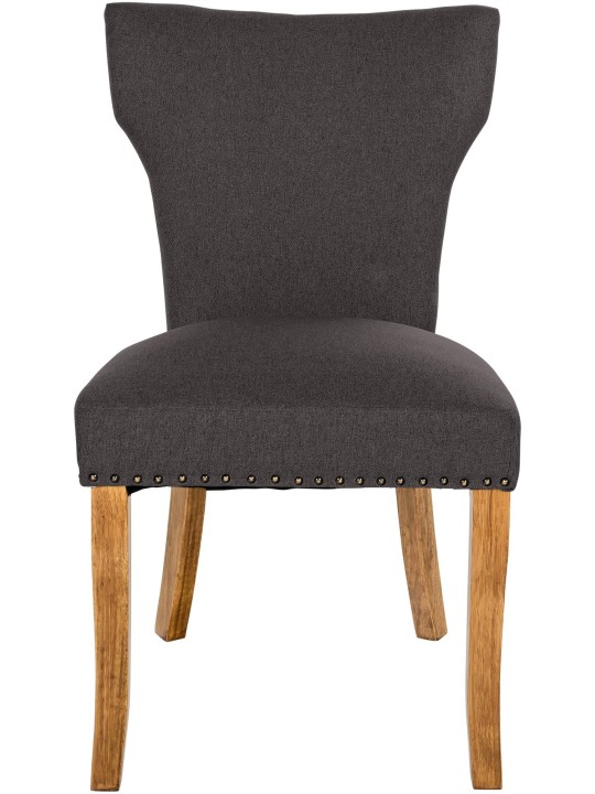 Conjunto de 2 cadeiras para sala de jantar tecido Zadar luz antiga, cinza escuro